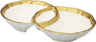 Alice Pazkus Porcelain Round Double Bowl With Rim