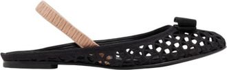 Ferragamo Salvatore Embroidered Vara Bow Ballet Flats, Size 4.5 D