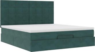 vidaXL Ottoman Bed with Mattresses Dark Green 160x200cm Velvet Vidaxl