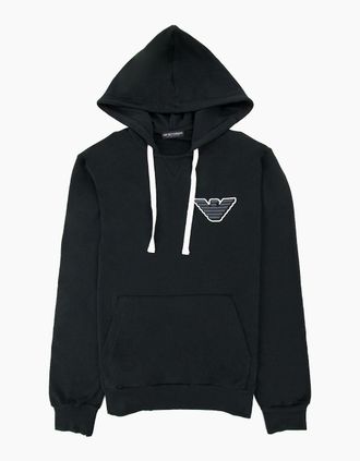 Emporio Armani Mens Emporio Armani Eagle Logo Hooded Sweater Black - Size: 38