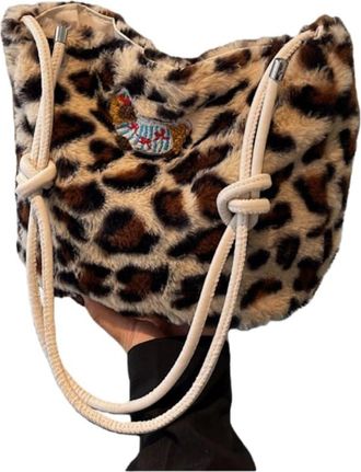 Generic Faux Plush Winter Crossbody Bucket Bag Womens Shoulder Handbag