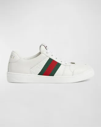 Gucci GG Embossed Leather Low-Top Sneakers