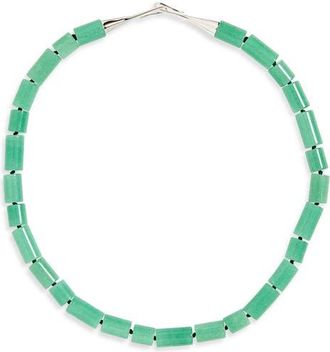 LI&Eacute; STUDIO Sadie Beaded Necklace in Green Averturine at Nordstrom