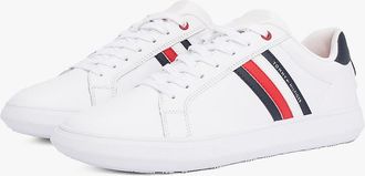 Tommy Hilfiger Mens Stripe Leather Cupsole Sneaker - White - US 11.5 / EU 45