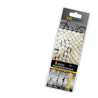 OEM Cadena De Bicicleta De Acero De Alto Carbono, Compatible Con M&uacute;ltiples Velocidades, 9 Velocidades, Color Oro/plata