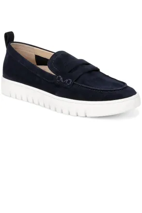 Vionic Womens Uptown Suede Loafer In Navy/white-403