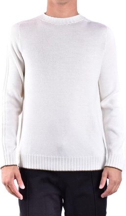 Dondup Ribbed White Knitwear With Classic Crew Neck