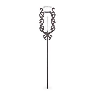 Relaxdays 2 Pluvi&oacute;metros Vintage Con Estaca, Medidor Precipitaciones Decorativo, Envejecidos, 12 Cm 5, Vidrio, Metal, Bronce