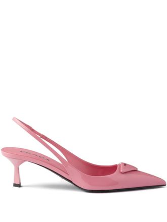 Prada 55mm triangle-logo slingback pumps - Pink