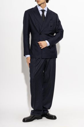 Brioni Wool Trousers, Mens, Navy Blue