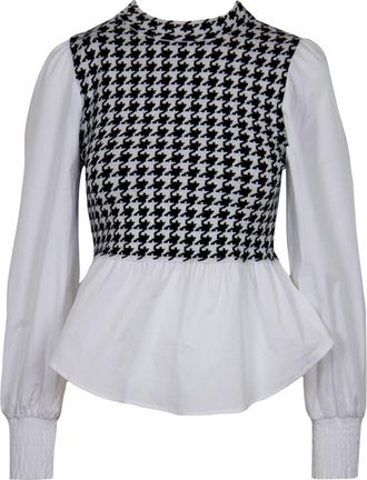 Lucy Paris Demi Mixed Knit Top In Black/white