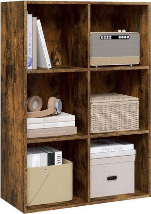 Woltu Librer&iacute;a Baja De 6 Cubos, Estanter&iacute;a Multiusos De Madera, Moderna Y Sencilla, Color Marr&oacute;n R&uacute;stico. - Woltu