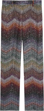 Missoni Sequin-embellished Zigzag Metallic-knit Trousers - Multicoloured 1 - 44 (UK12 / M)