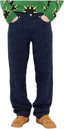 Awake NY Jacquard Straight Leg Jeans - Heren - Regular Fit Jeans - Blauw - L - Katoen - Jeans