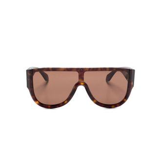 Alaia Tortoiseshell-effect Shield-frame Sunglasses
