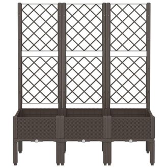 Berkfield Home Garden Planter with Trellis Brown 120x40x142 cm PP | Size: 120 x 40 x 142 cm
