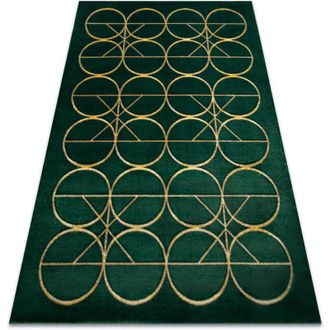 RugsX Rugsx - Alfombra Emerald Exclusivo 1010 Glamour, Elegante Circulos Botella Verde / Oro Green 80x150 Cm