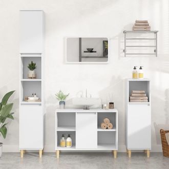 vidaXL Juego De Muebles De Ba&ntilde;o 3 Pzas Madera Contrachapada Blanco Vidaxl