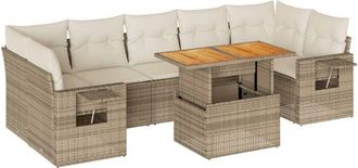vidaXL Set De Sof&aacute;s De Jard&iacute;n Y Cojines 8 Piezas Rat&aacute;n Sint&eacute;tico Beige Vidaxl