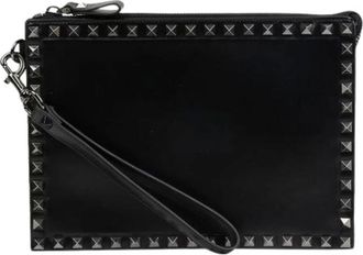 Valentino Pre-owned Clutches, female, Black, Size: ONE SIZE Pre-owned Rockstud Strap Clutch