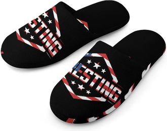 Generic U.S.A. Flag Wrestling Mens House Slippers Slip Indoor Slipper On Shoes Warm Outdoor