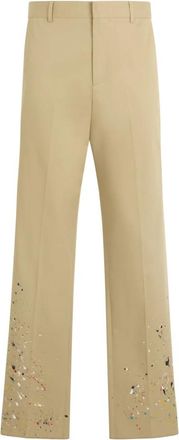 Philipp Plein Loose Fit Broek Painted - Heren - Straight fit broeken - Beige - L - Katoen - Broeken