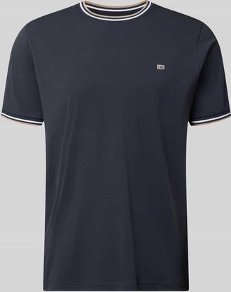 Christian Berg T-Shirt mit Kontraststreifen und Rundhalsausschnitt in Marine, Gr&ouml;&szlig;e 3XL