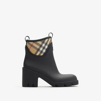 Burberry Rubber Marsh Stamp Heeled Low Boots, Size: 35