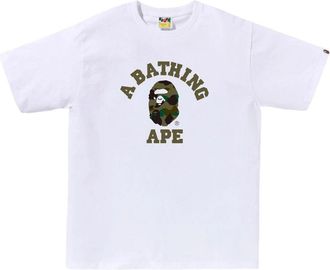 A Bathing Ape BAPE 1st Camo College T-Shirt White Green 1M30-110-013-WHTGRN