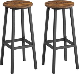 Vasagle 2 Taburetes de bar con reposapi&eacute;s de color marr&oacute;n y negro