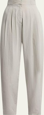 The Row Iven Low-Rise Crinkled Barrel-Leg Pants