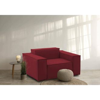 Talamo Italia Sill&oacute;n Emanuela, Sill&oacute;n, 100% Made In Italy, Sill&oacute;n Relax En Tela Tapizada, 140x95h70cm, Rojo, Con Embalaje Reforzado - Talamo Italia