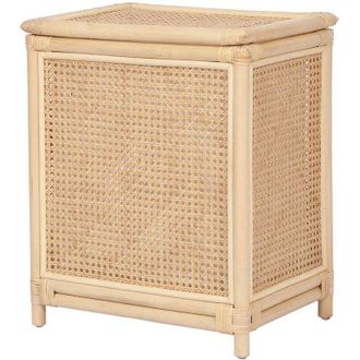 Vente-Unique Cesto portabiancheria in vimini finitura cannettata con coperchio - L. 45 x P. 33 x H. 56 cm - Naturale - CALYMA