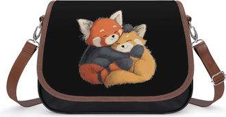 Generic Red Panda And Fox Cute Hug Fashion Womens Crossbody Bags Novelty Handbag Shoulder Bag Purse