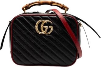Gucci Pre-owned Handbags, female, Black, Size: ONE SIZE Pre-owned Quilted Leather Satchel