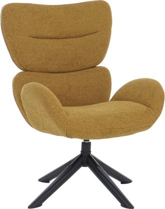 Hhg [nunca Usado] Sill&oacute;n De Sal&oacute;n Hhg-528, Sill&oacute;n De Sal&oacute;n, Sill&oacute;n De Comedor, Giratorio, Metal, Chenilla (420 G/m&sup2;), Amarillo Mostaza
