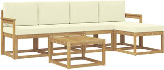 vidaXL Conjunto De Sof&aacute;s De Exterior 6 Uds. Blanco Y Crema Vidaxl