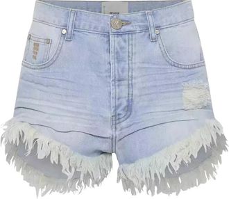 One Teaspoon Denim Shorts met Rafelige Pijpen - Dames - Denim shorts - Blauw - W24 - Denim - Korte Broeken