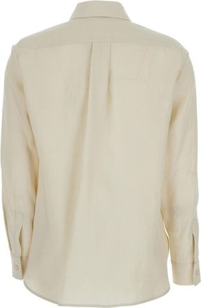 Max Mara Womens Long-Sleeved Linen Shirt Beige Blouses