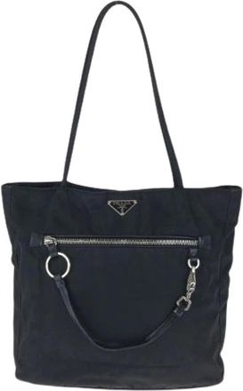 Prada Pre-owned Tote Bags, female, Black, Size: ONE SIZE Pre-owned Tessuto Nylon 2way Shoulder Tote Bag