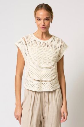 Central Park West Ember Machine Crochet Top in White at Nordstrom, Size X-Small