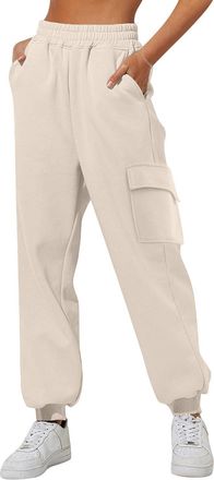 Generic Joggers Women Cargo Trousers Gym Wear Plain Sport Jogger Sweatpants with Pockets Ladies Baggy Elastic Waist Trousers for Casual Hip Hop Gym and Joggin