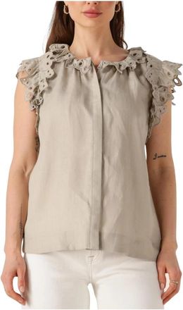 Copenhagen Muse Beige Natuli Shirt voor Vrouwen - Dames - Blouses - Beige - XS - Linnen - Overhemden