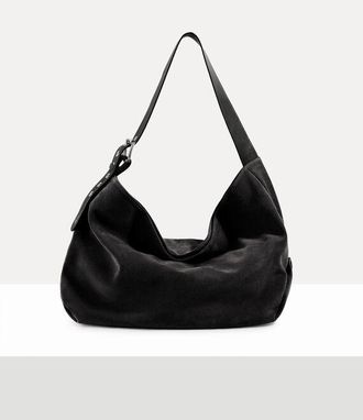 Vivienne Westwood Maxime Large Shoulder Bag Suede Black