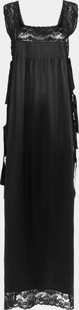 Loretta Caponi Fiocchini Silk and Lace Long Dress Size: L