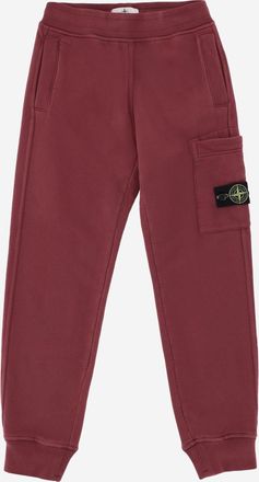 Stone Island Boys Cotton Trousers With Logo Red
