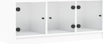 vidaXL TV Cabinet with Glass Doors White 102x37x42 cm vidaXL