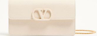 Valentino Garavani Portafoglio Con Catena VLogo Signature In Vitello Granato Donna LIGHT IVORY UNI