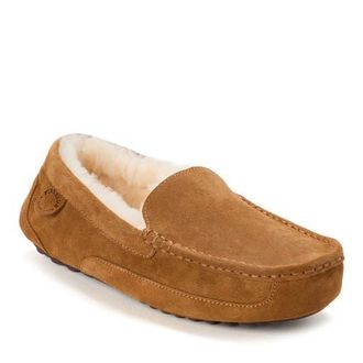 Dearfoams Fireside Melbourne Genuine Shearling Moccasin Slipper in Chestnut at Nordstrom, Size 10