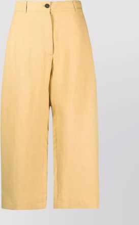 STUDIO NICHOLSON high waist wide leg cropped cotton trousers